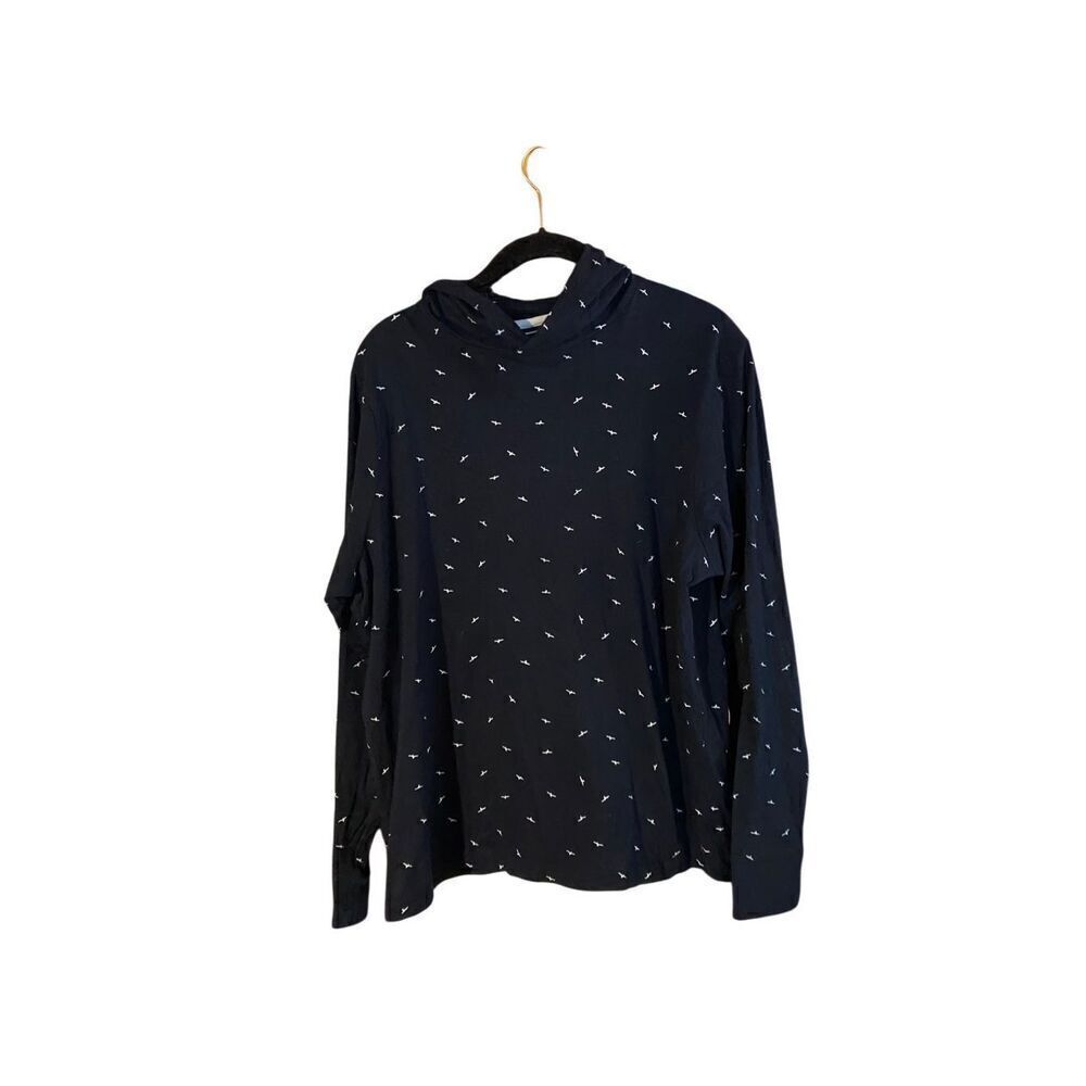 Denim & flower, men’s Ricky Singh, navy blue bird, print pull over top size larg